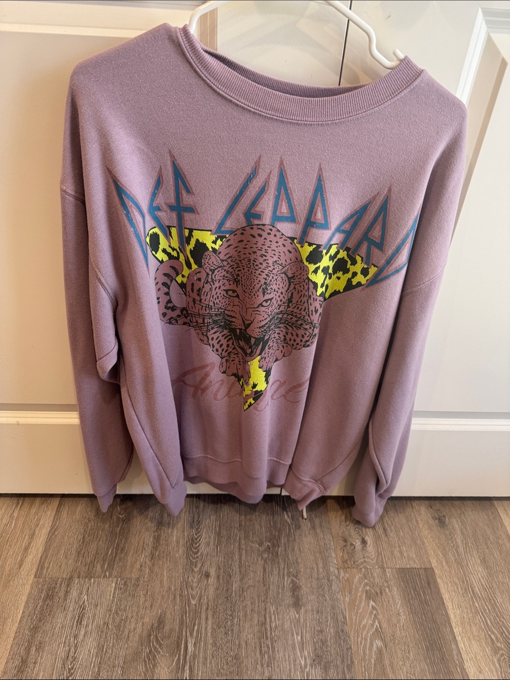 Lavender Graphic Sweatshirt with Leopard Print Panther